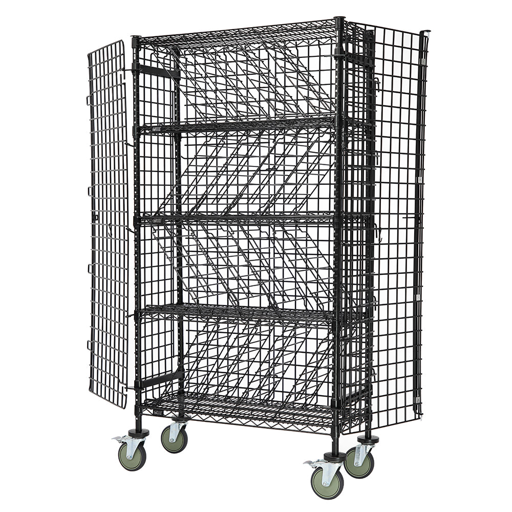 14"d 5-Tier Black Bulk Wine Security Carts