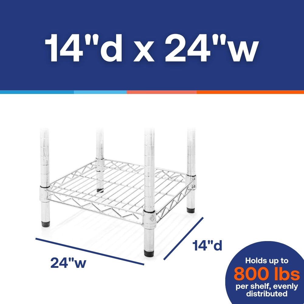 14"d x 24"w Chrome Wire Shelving w/ 5 Shelves