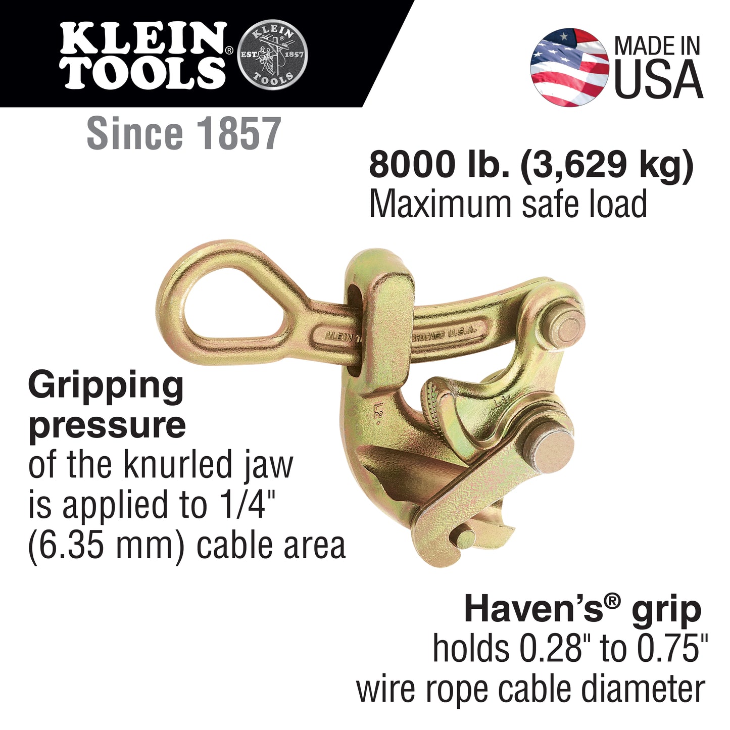 Klein Haven's® Grip for Wire Rope 0.75-Inch (1625-20)