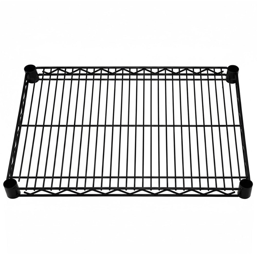 18-inch deep black epoxy wire shelf with corrosion-resistant coating for durable office, retail, and warehouse storage.