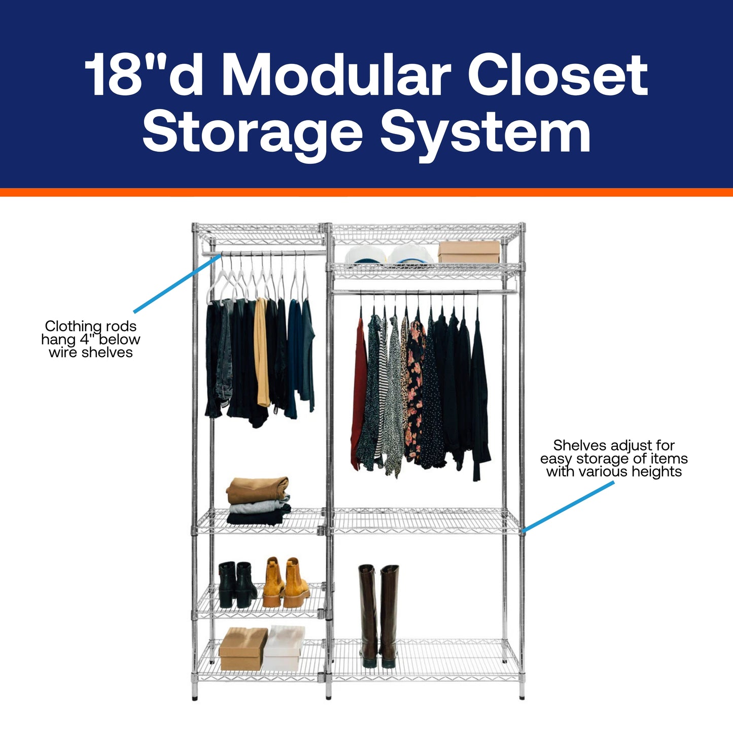 18"d Modular Closet Storage System