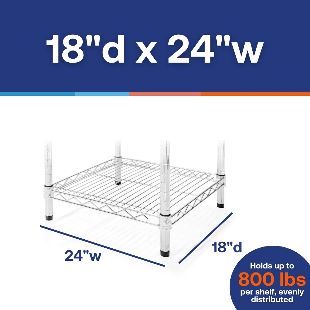18"d x 24"w Chrome Wire Shelving w/ 5 Shelves