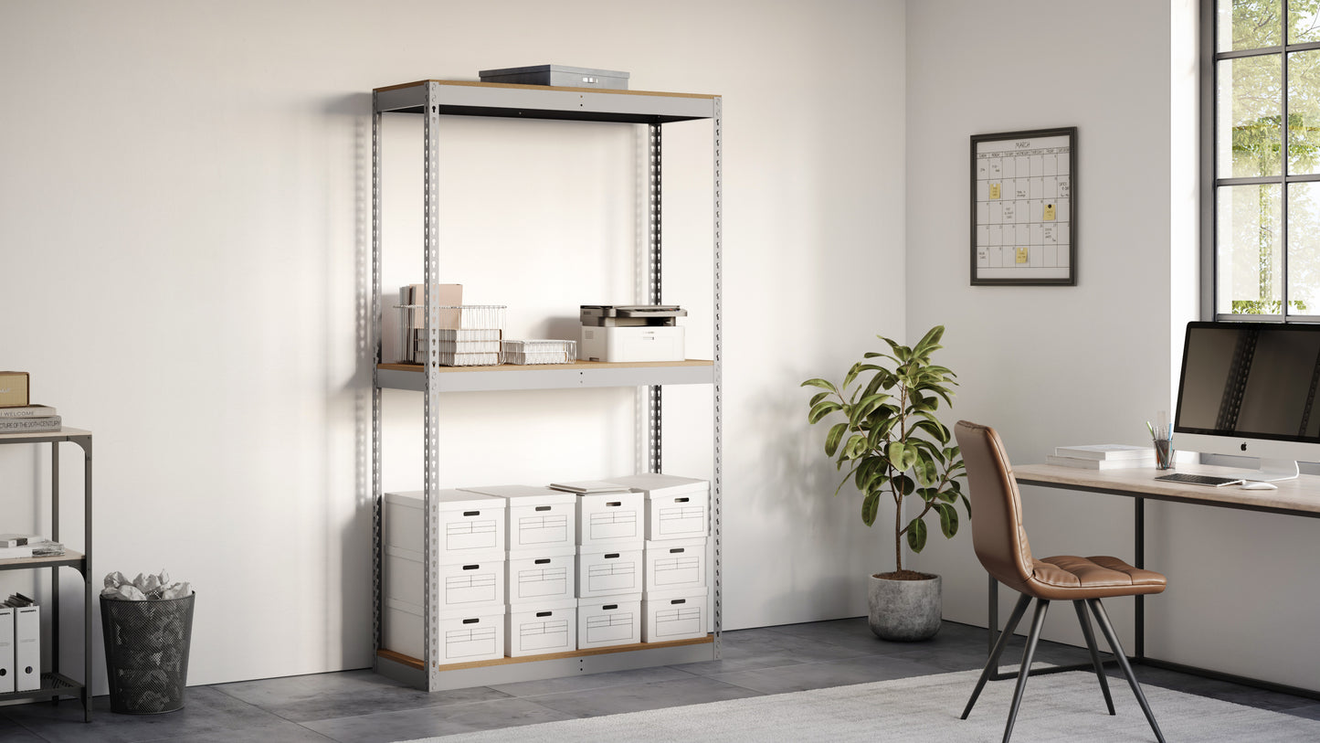 Lyon 12"d 3-Shelf Heavy-Duty Boltless Shelving Starter Units - Gray