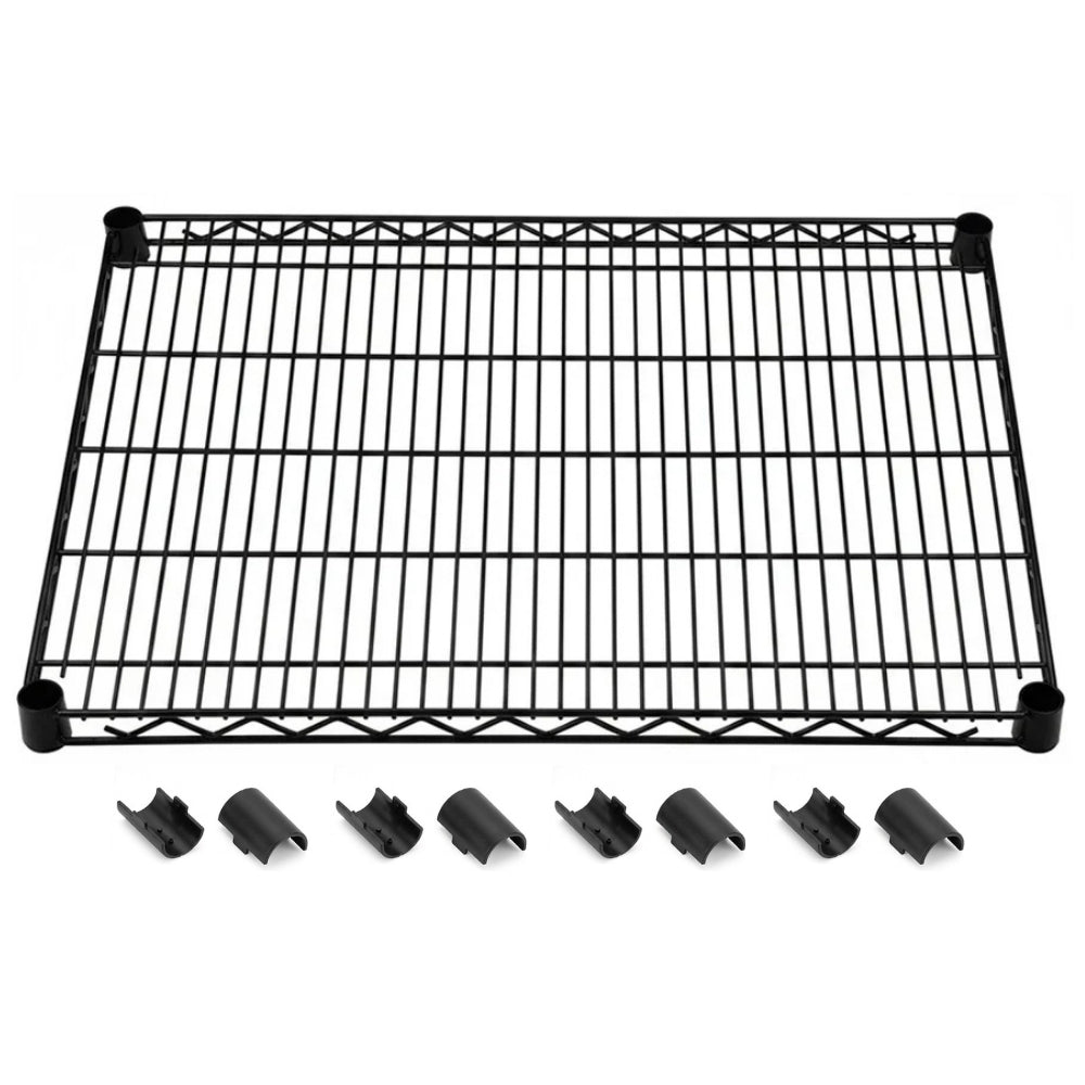 24"d Black Wire Shelves with Shelf Clips