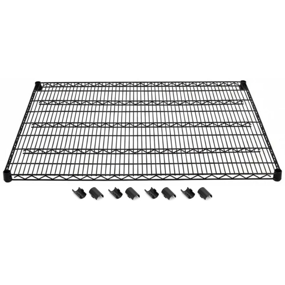 36"d Black Wire Shelves with Shelf Clips