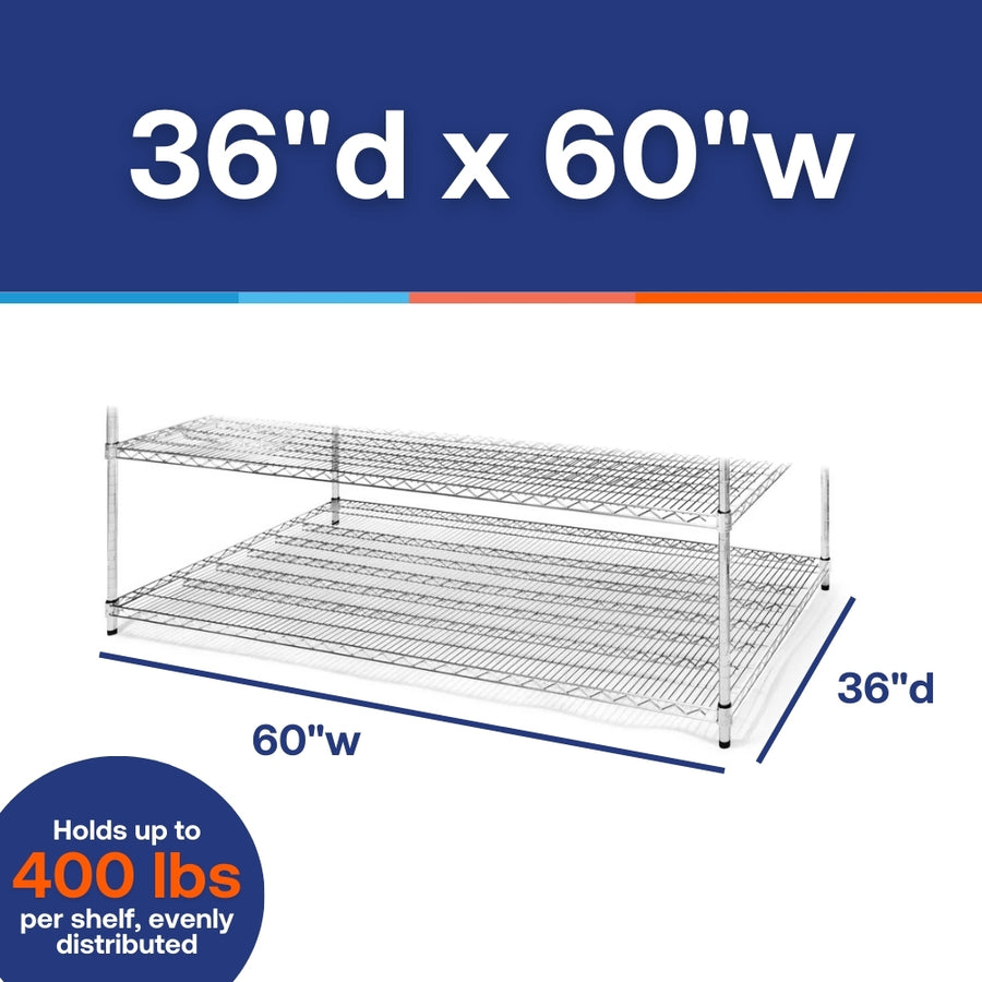 36"d x 60"w Chrome Wire Shelving w/ 5 Shelves