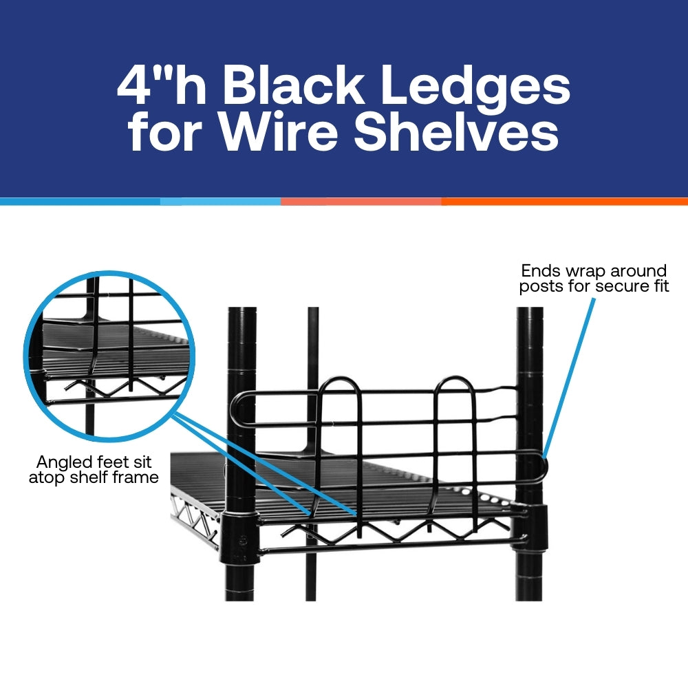 4"h Black Ledges for Wire Shelves