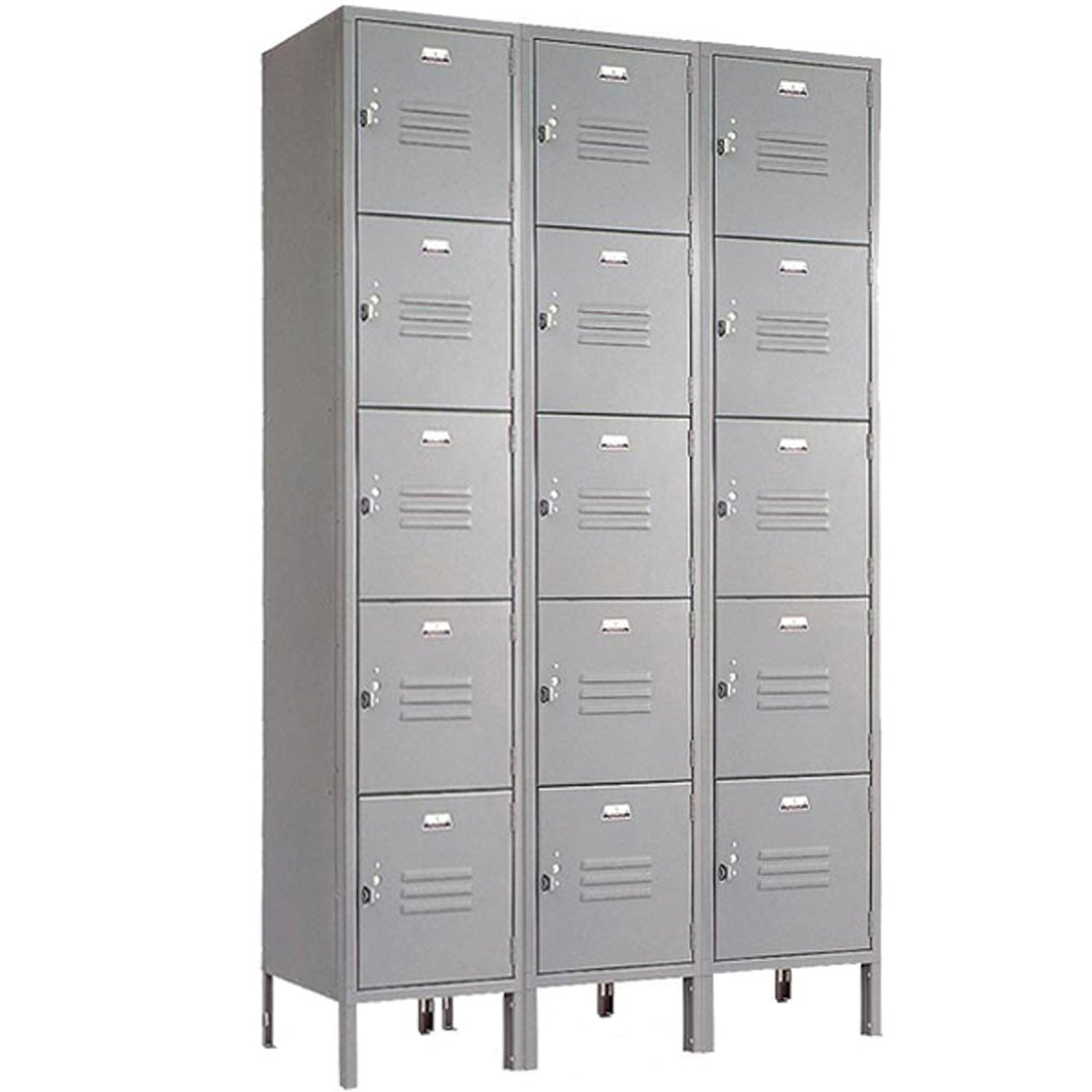 5 Tier Lockers - 12"d x 12"w x 66"h - Gray