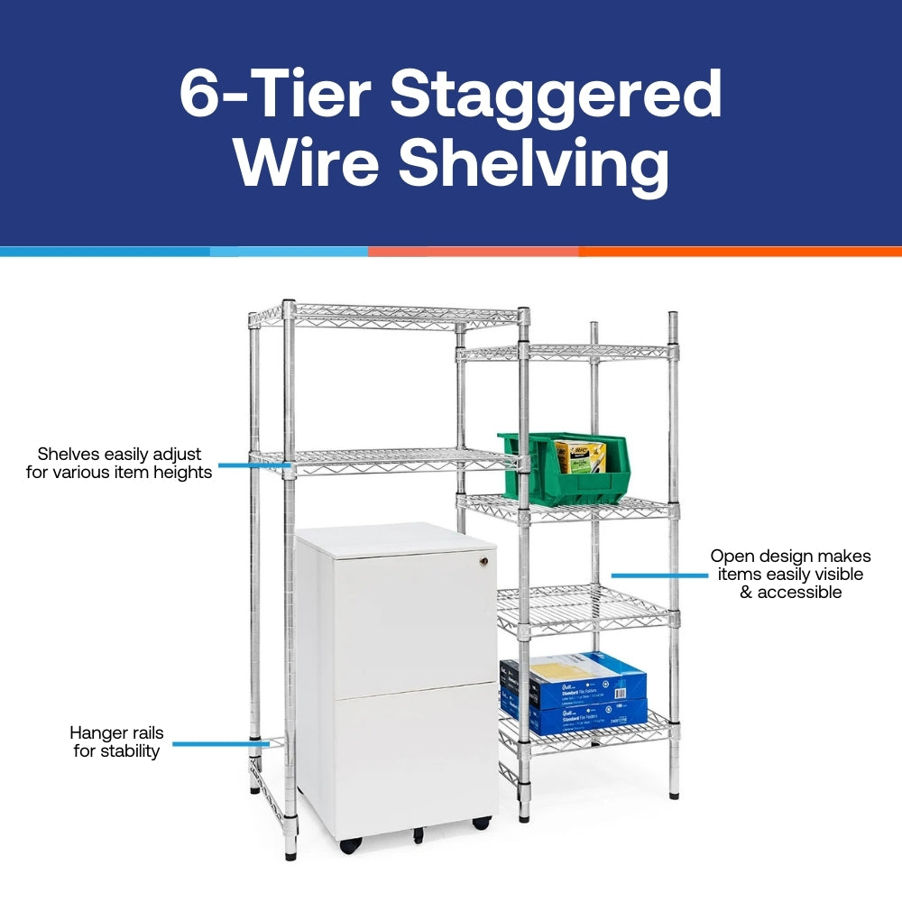 6-Tier Staggered Wire Shelving