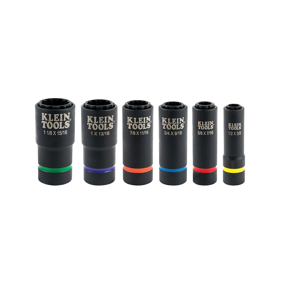 Klein 2-In-1 Impact Socket Set, 12-Point, 6-Piece (66010)