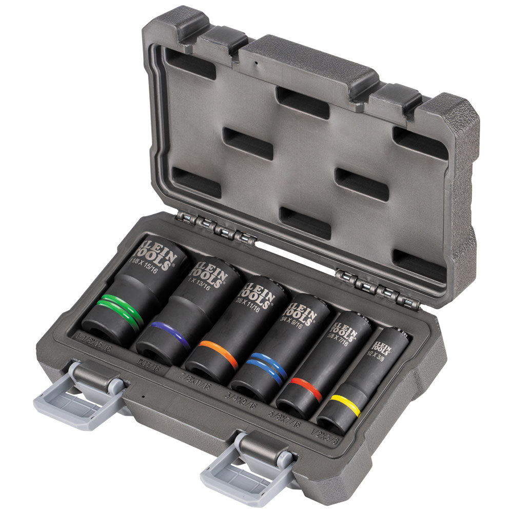 Klein 2-In-1 Slotted Impact Socket Set, 12-Point, 6-Piece (66090)