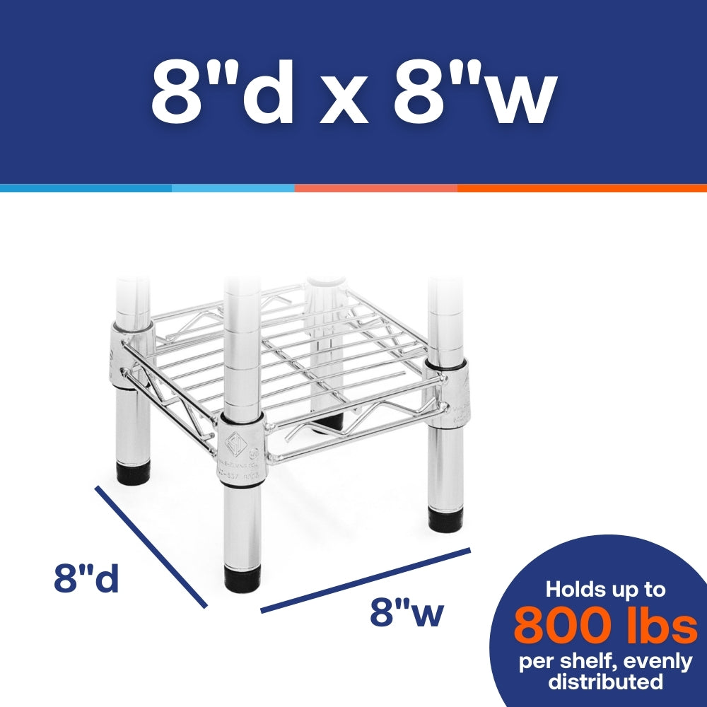 8"d x 8"w Chrome Wire Shelving w/ 4 Shelves