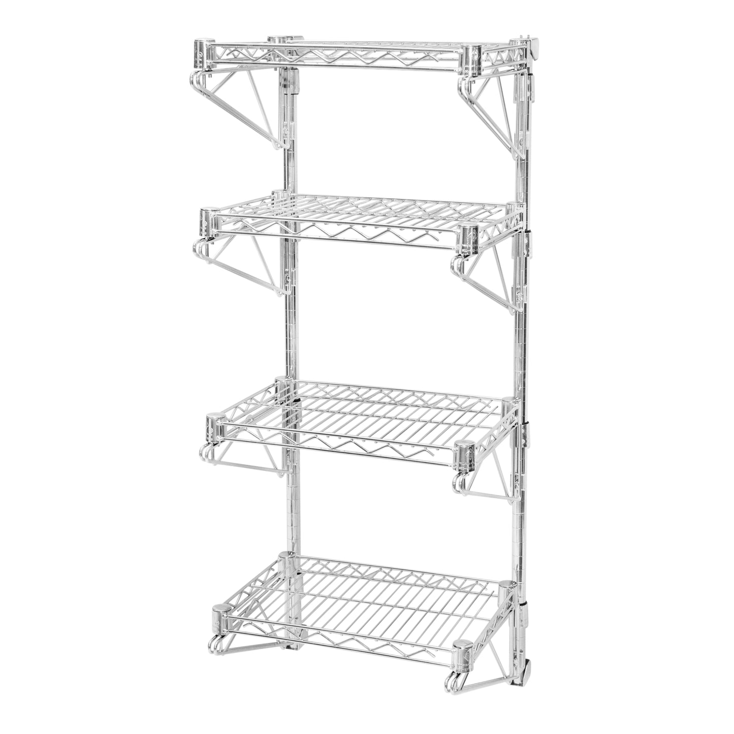 18"d Wall-Mounted Wire Shelving w/ 4 Shelves