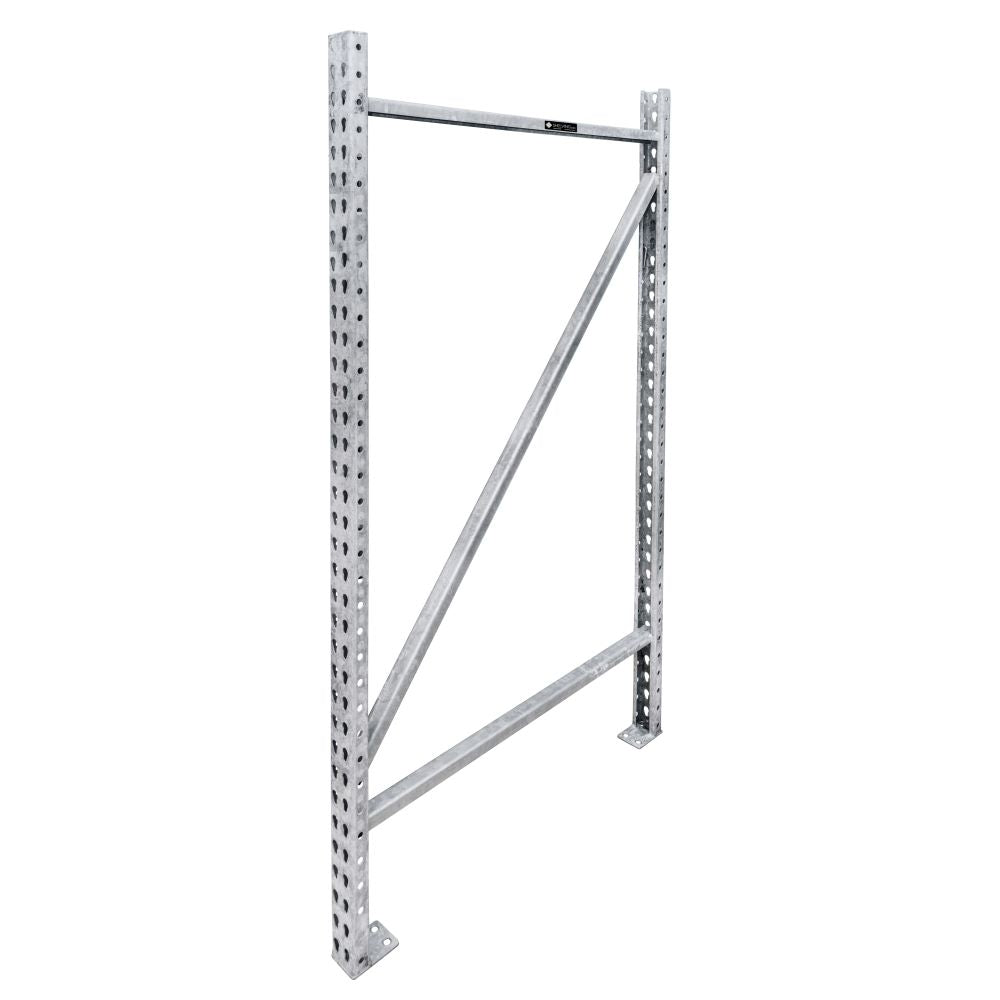 48"d Galvanized Teardrop Pallet Rack Upright Frames - 29,000 lbs Cap.