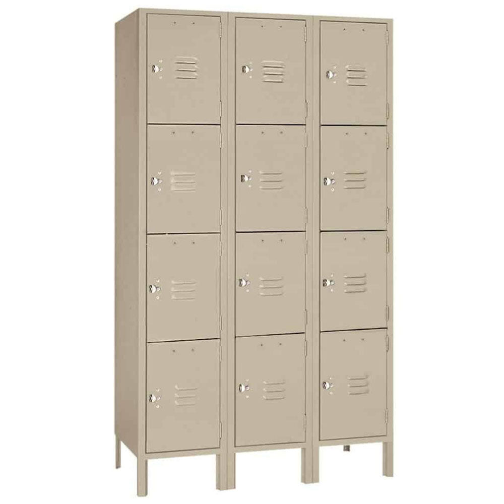 12"d x 12"w x 54"h 4-Tier Steel Lockers - Tan