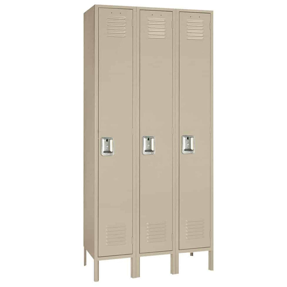 12"d x 12"w x 78"h Single Tier Steel Lockers - Tan