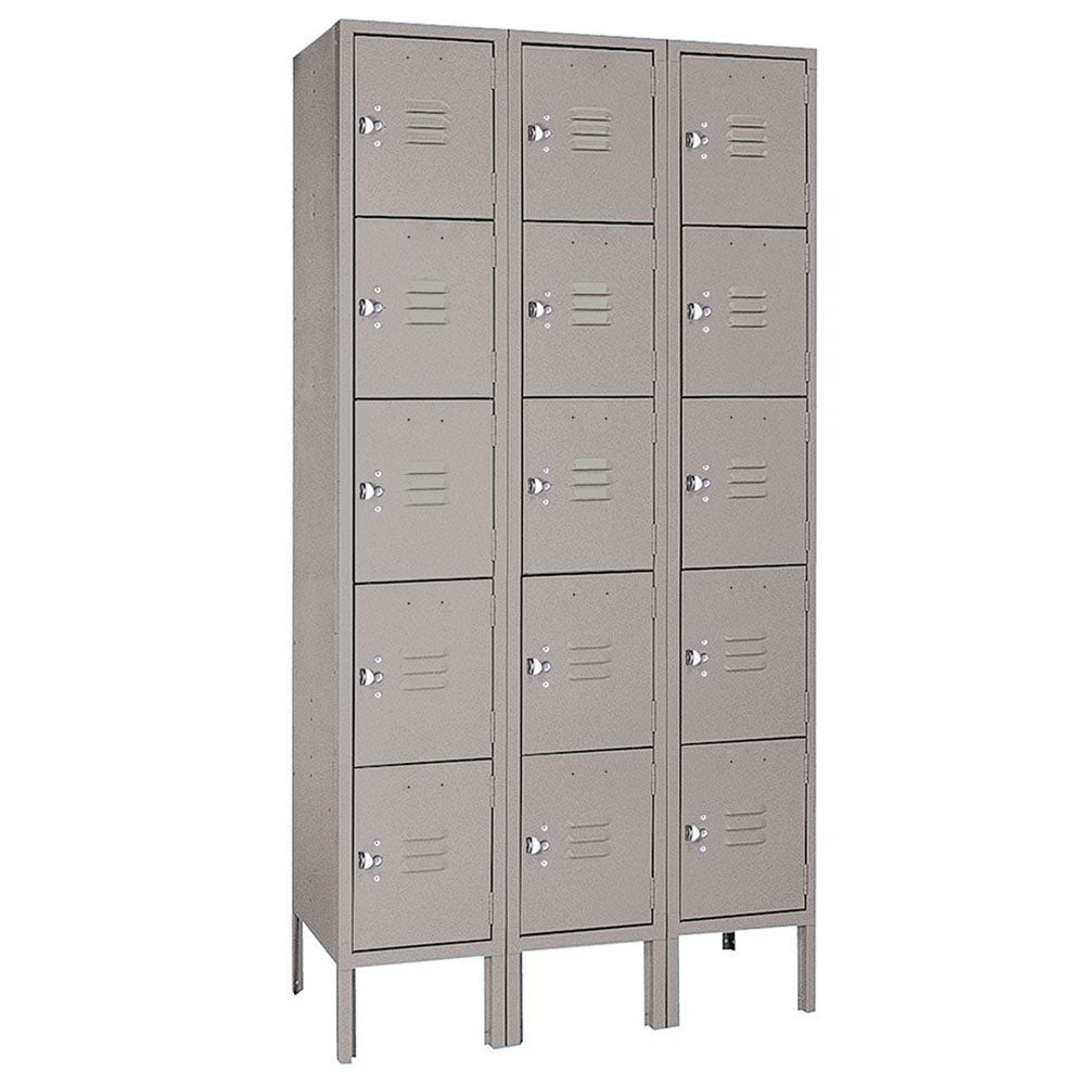 12"d x 12"w x 66"h 5-Tier Steel Lockers - Gray