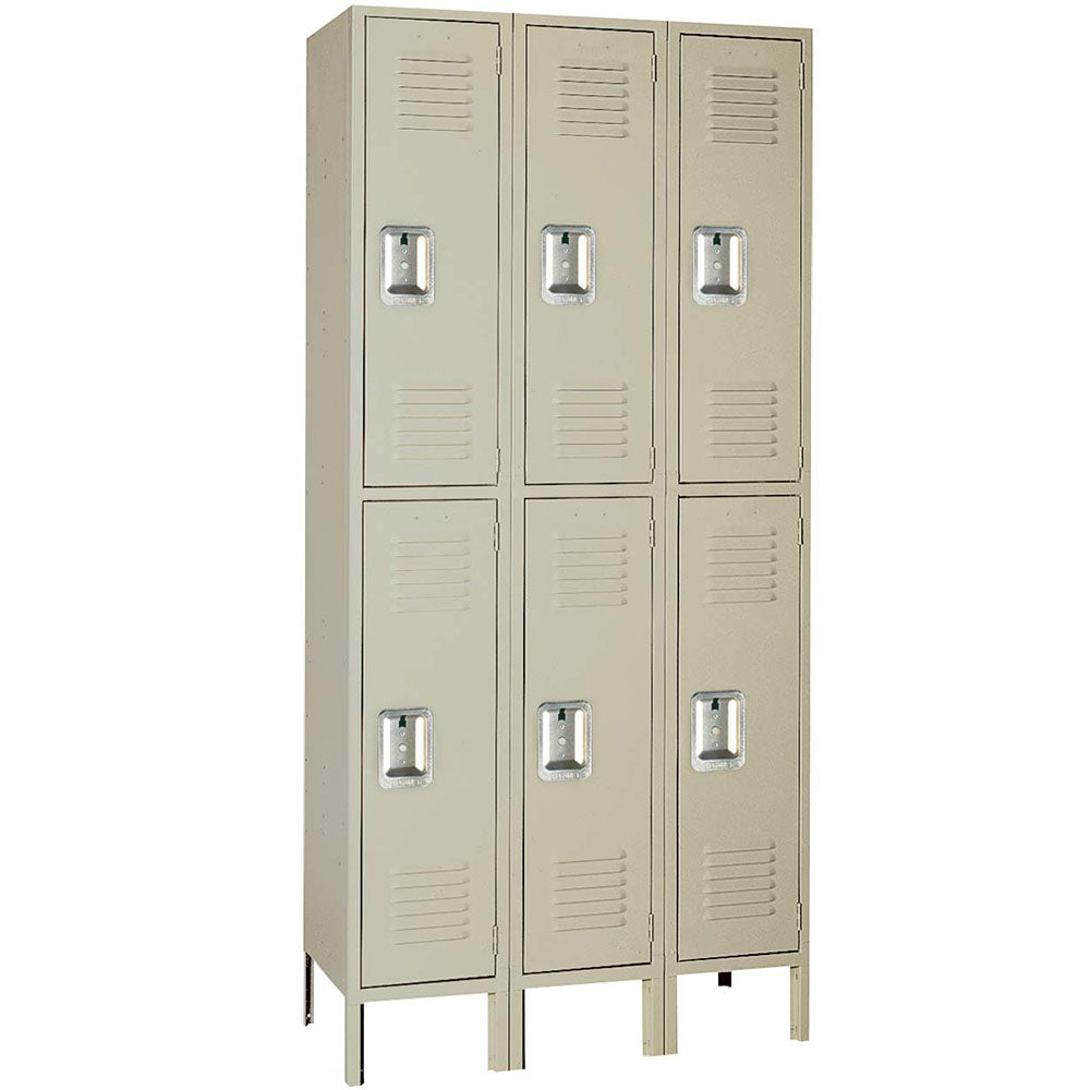 12"d x 12"w x 78"h Double Tier Steel Lockers - Tan