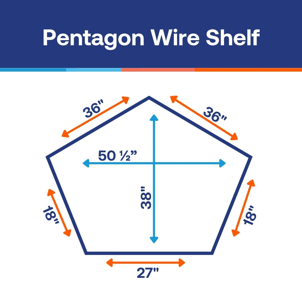Chrome Pentagon Corner Wire Shelf with Shelf Clips (SI-PS1827C)