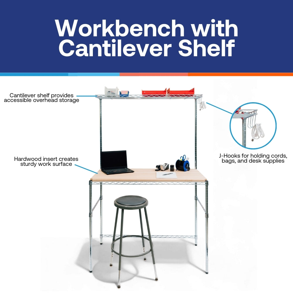 Workbench with Cantilever Shelf