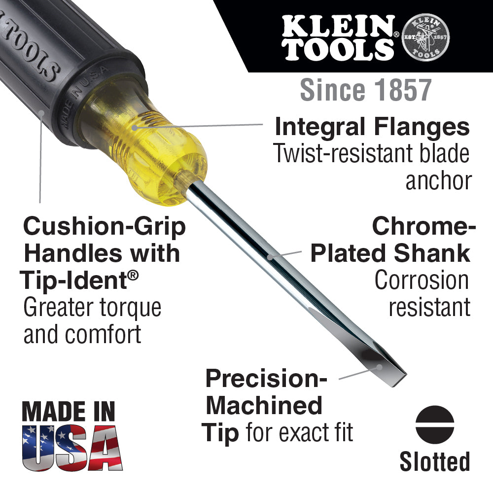 Klein 5/16-Inch Keystone Screwdriver, 6-Inch Square Shank (600-6)