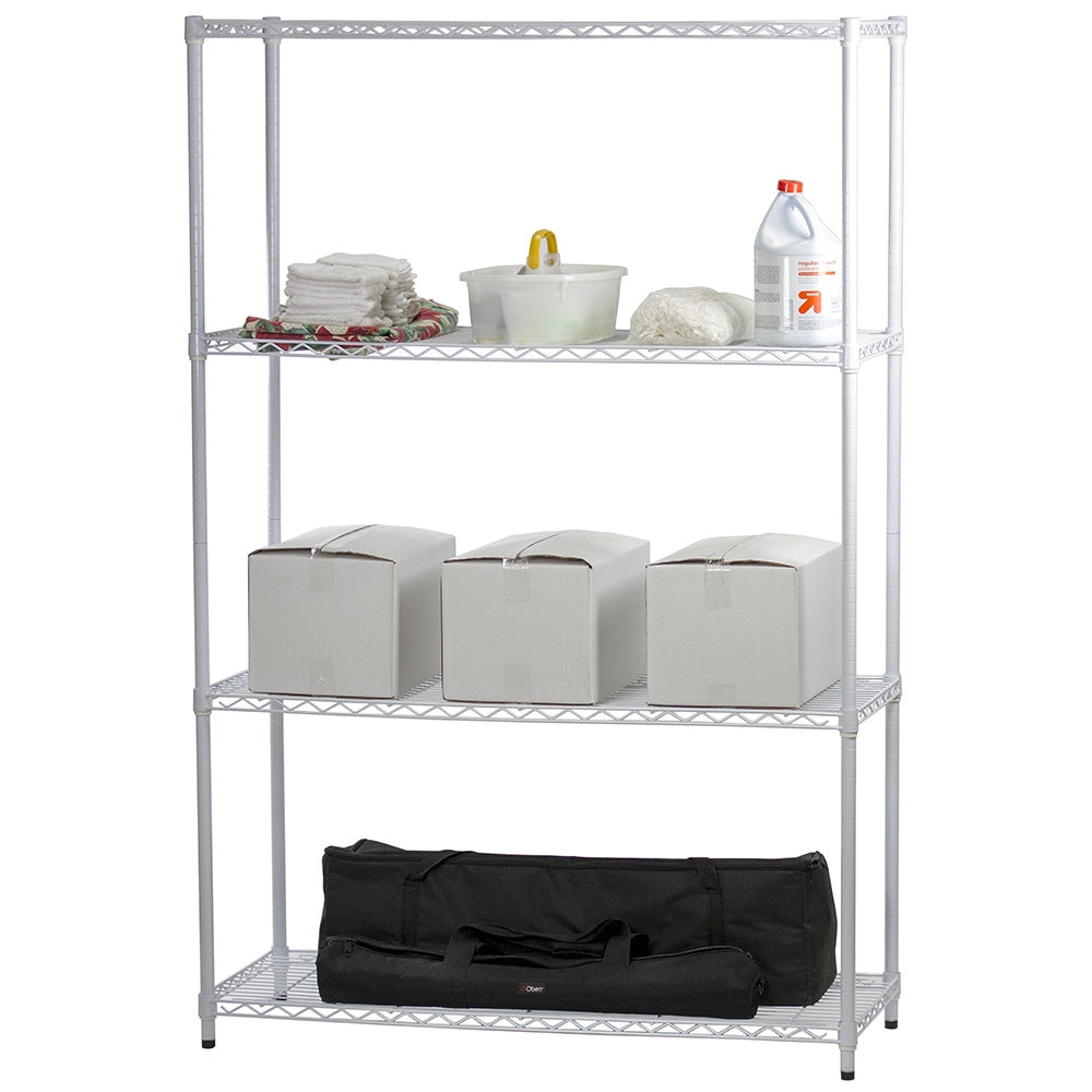 White Wire Shelving with 4 Shelves - 18"d x 48"w x 72"h