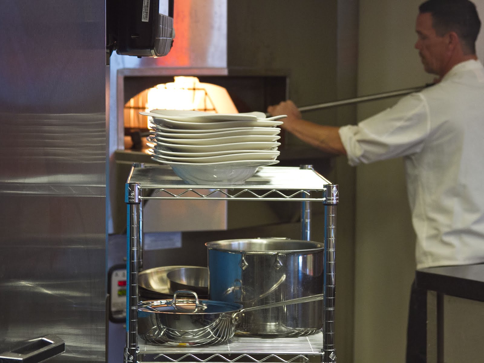 shelving inside restaurant kitchen