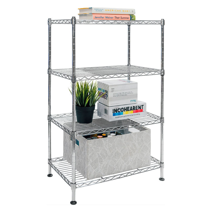 4-tier chrome wire shelving unit, 12x20x32, small narrow space storage rack - SI Brand stocked in Michigan