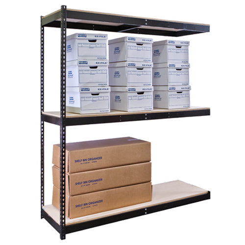 3-Shelf Heavy-Duty Boltless Shelving Add-On Units - Black