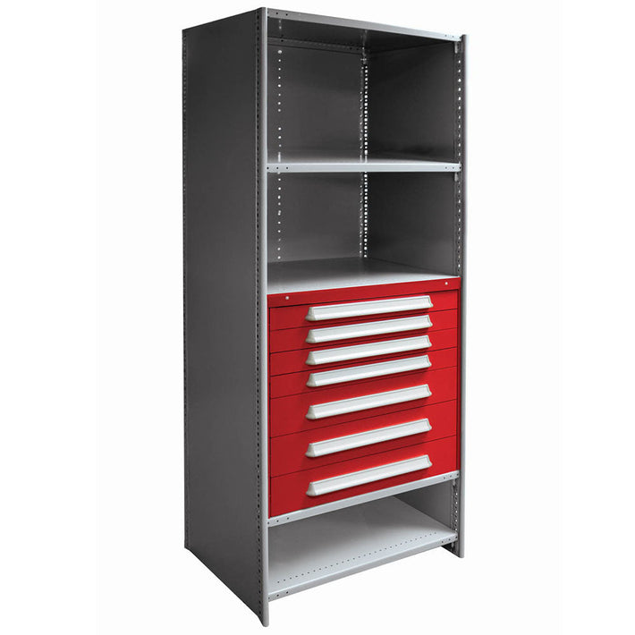Closed Steel Shelving with Modular Drawers