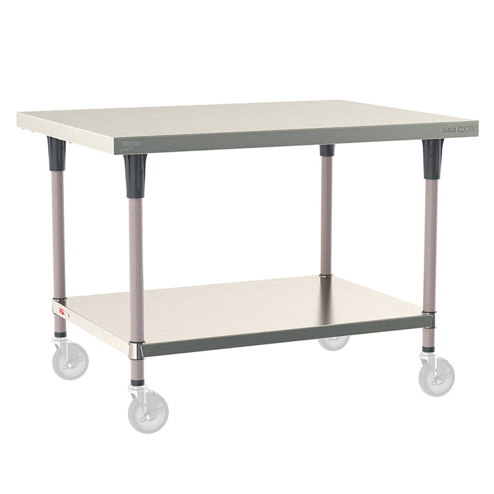 304 Stainless Steel Mobile Work Tables with Epoxy-Coated Legs