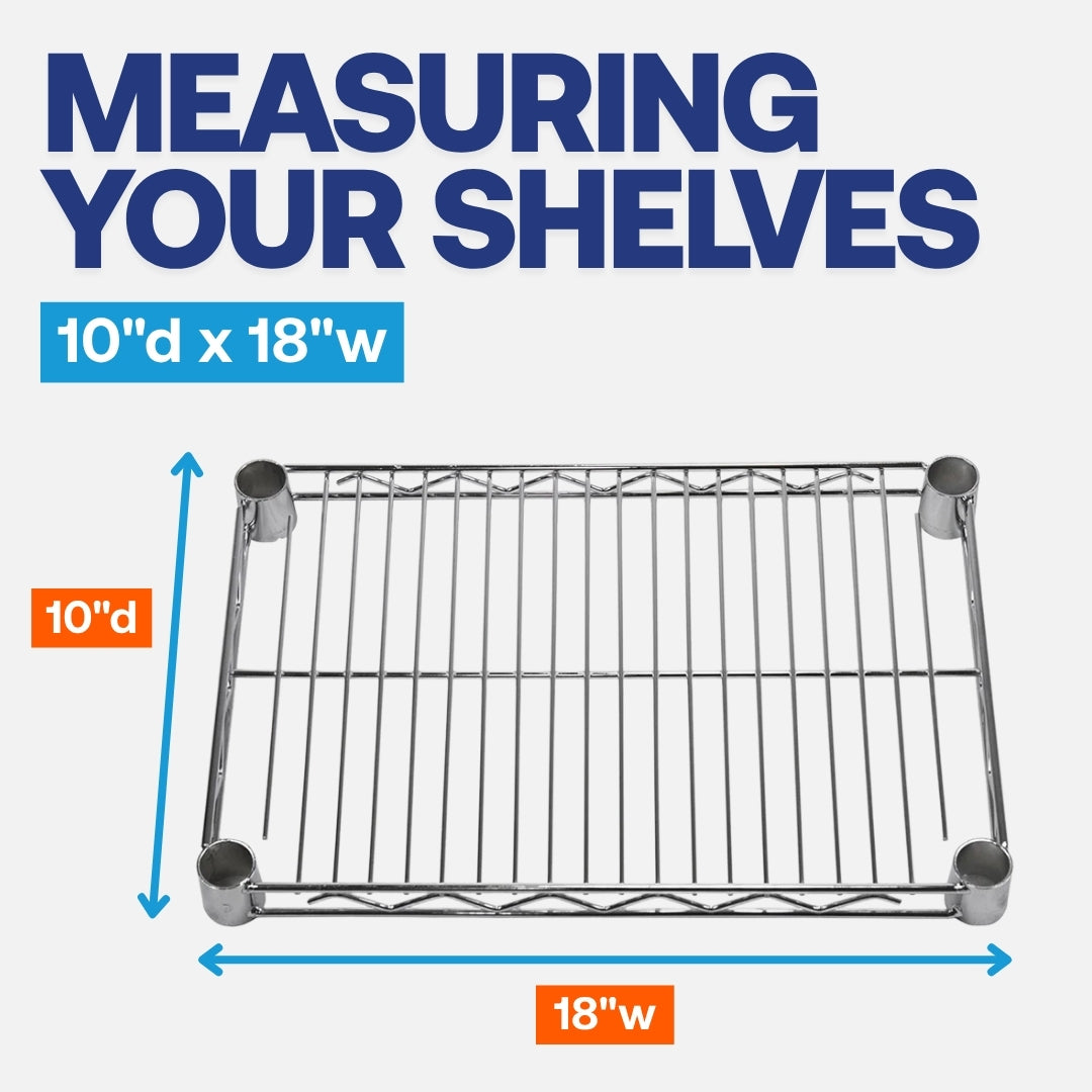 10"d x 18"w Chrome Wire Shelving w/ 5 Shelves