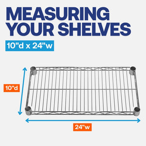 10"d x 24"w Chrome Wire Shelving w/ 4 Shelves