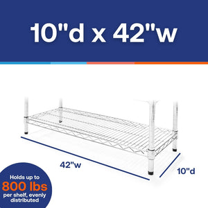 10"d x 42"w Chrome Wire Shelving w/ 4 Shelves