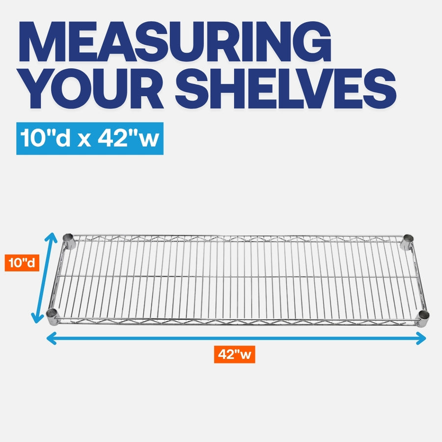 10"d x 42"w Chrome Wire Shelving w/ 5 Shelves