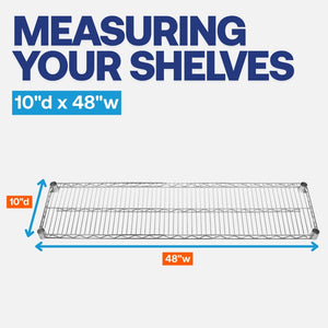 10"d x 48"w Chrome Wire Shelving w/ 5 Shelves