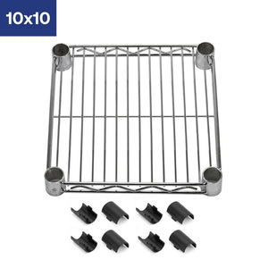 10"d Chrome Wire Shelves with Shelf Clips