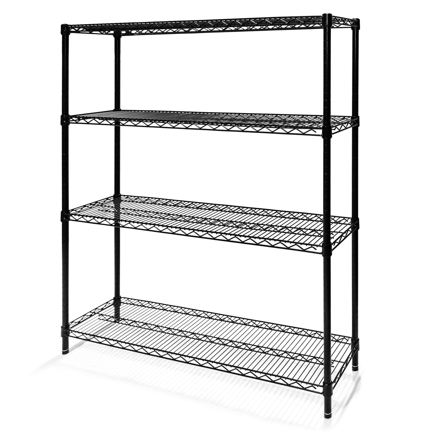 12"d x 72"h Black Wire Shelving w/ 4 Shelves