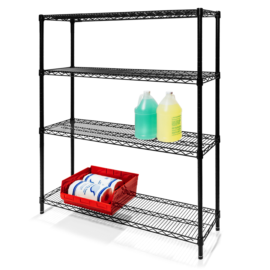 12"d x 72"h Black Wire Shelving w/ 4 Shelves