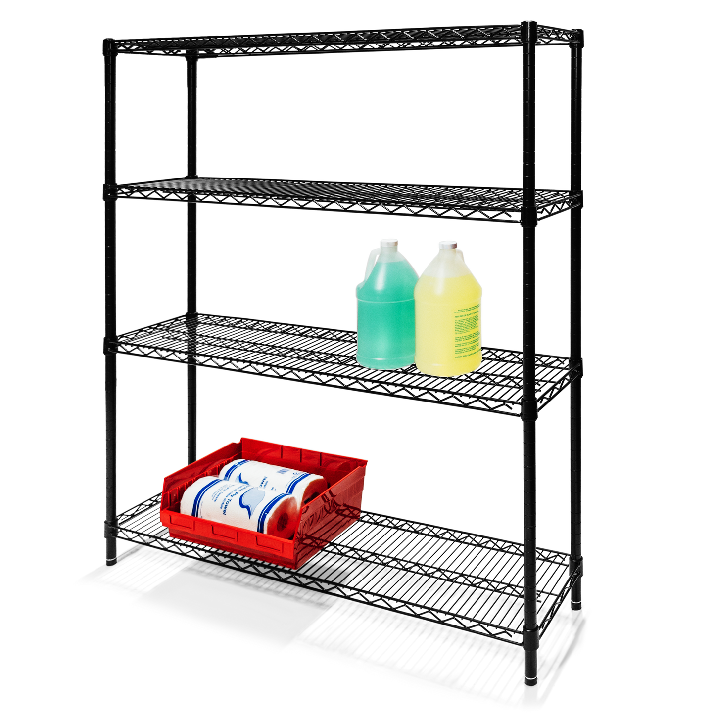 12"d x 72"h Black Wire Shelving w/ 4 Shelves