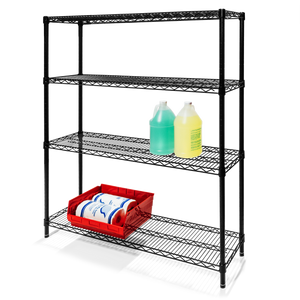 12"d x 72"h Black Wire Shelving w/ 4 Shelves