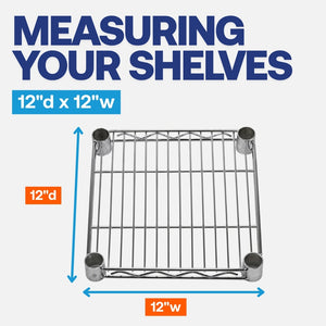 12"d x 12"w Chrome Wire Shelving w/ 5 Shelves