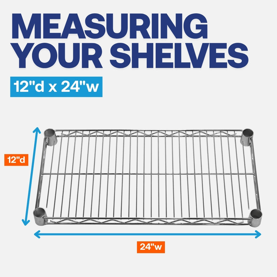 12"d x 24"w Chrome Wire Shelving w/ 5 Shelves