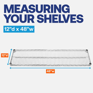 12"d x 48"w Chrome Wire Shelving w/ 5 Shelves