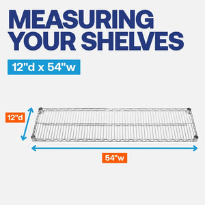 4-Shelf Chrome Wire Carts - 12"d x 54"w