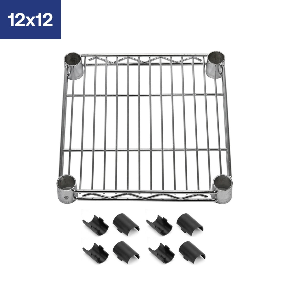 12"d Chrome Wire Shelves with Shelf Clips