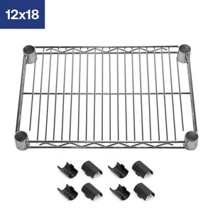 12"d Chrome Wire Shelves with Shelf Clips