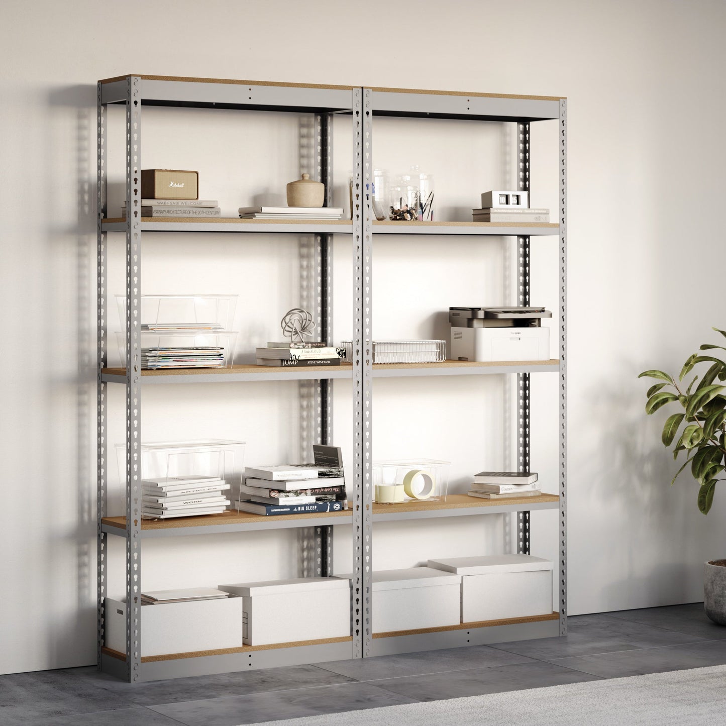 Lyon 18"d 5-Shelf Light-Duty Boltless Shelving Add-On Units - Gray