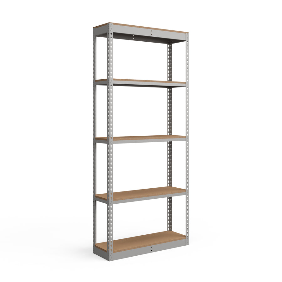 Lyon 12"d 5-Shelf Light-Duty Boltless Shelving Starter Units - Gray