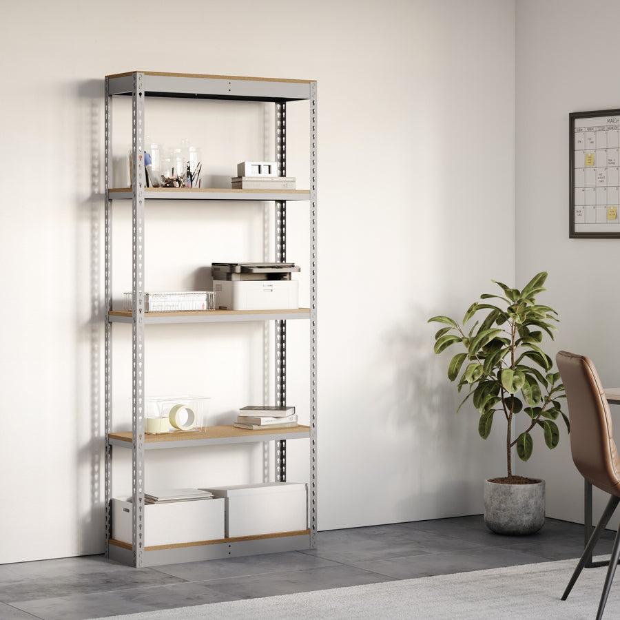 Lyon 12"d 5-Shelf Light-Duty Boltless Shelving Starter Units - Gray